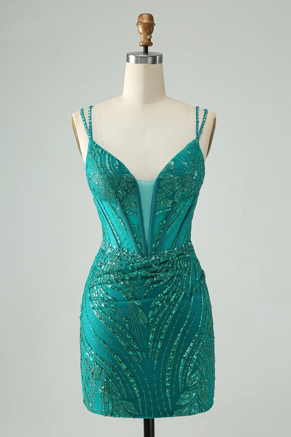 Sparkly Bodycon Corset Short Homecoming Dress with Sequins