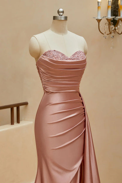 Vestidos de fiesta de satén con escote corazón y corte sirena
