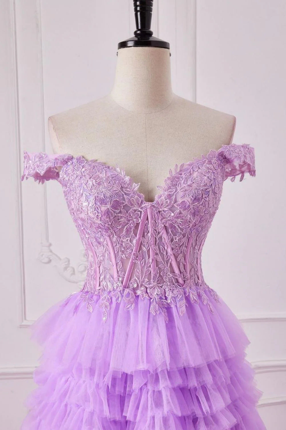 A-Line Off The Shoulder Top Long Tulle Prom Dress