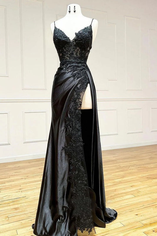 Mermaid Spaghetti Straps Lace Up Back Long Prom Dress