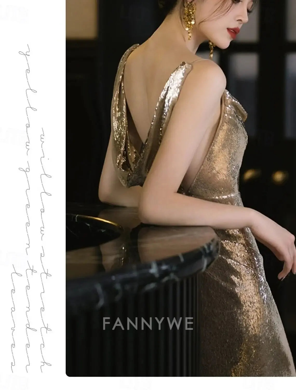 FannyWe Simple Sheath / Column Prom Dresses Glittering Dress Formal Wedding Floor Length Sleeveless Cowl Neck Polyester with Glitter