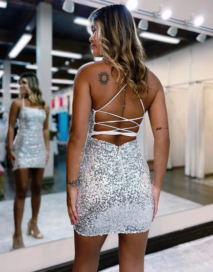 Spaghetti straps Corset Back Short-Mini Homecoming Dress