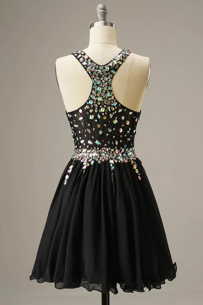 Short Mini Party Dress WIth Crystal Beads
