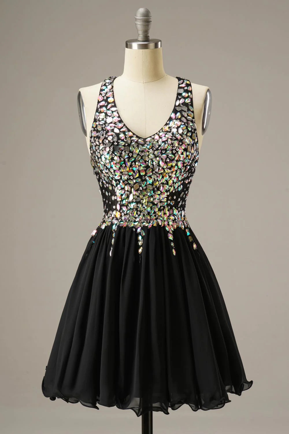 Short Mini Party Dress WIth Crystal Beads