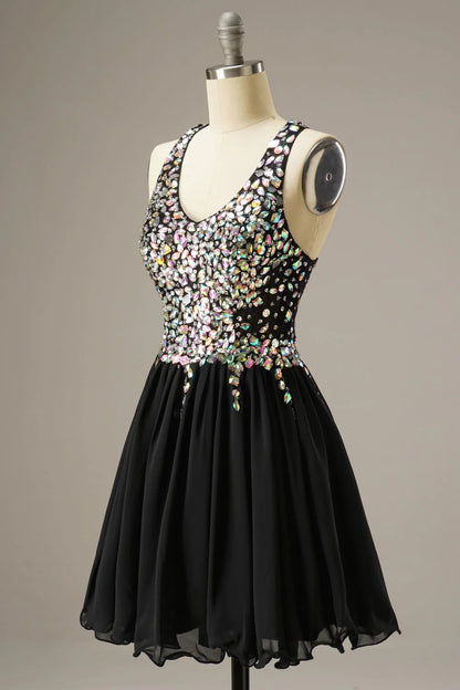 Short Mini Party Dress WIth Crystal Beads