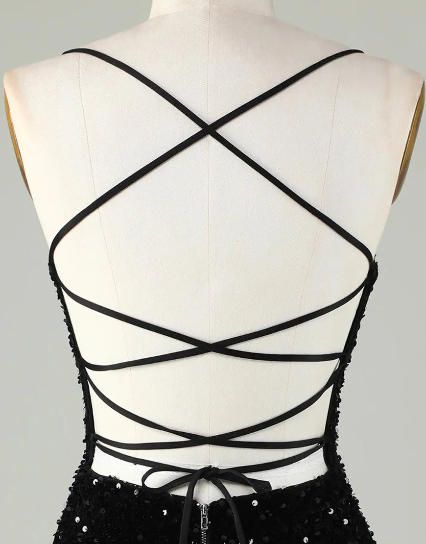 Spaghetti straps Corset Back Short-Mini Homecoming Dress