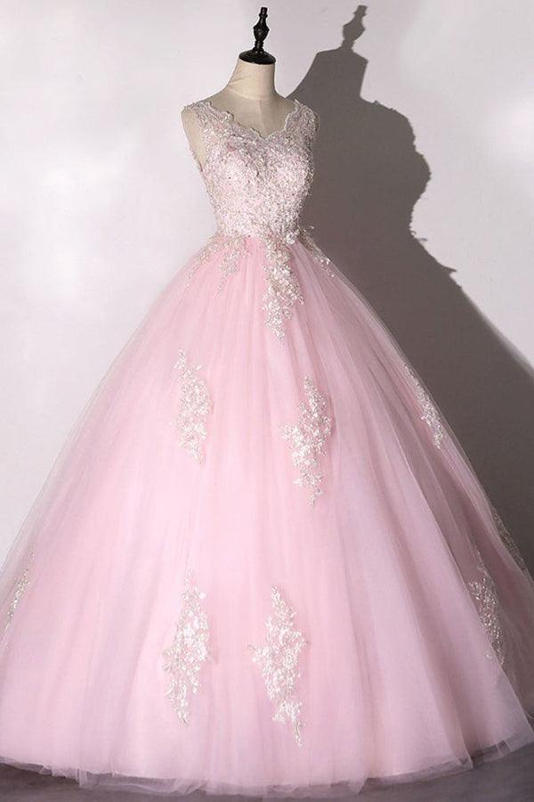 Tulle Applique Ball Gown Prom Dress