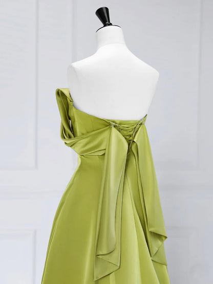A-Line Off Shoulder Satin Prom Dress