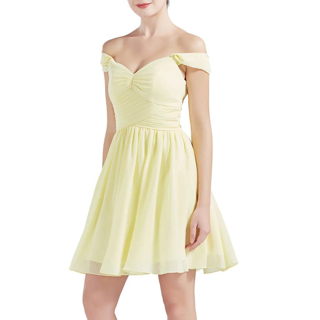 Off Shoulder Short Chiffon Wedding Party Bridesmaid dresses