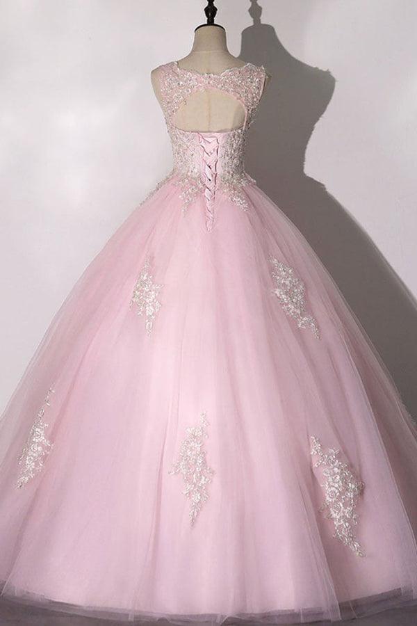 Tulle Applique Ball Gown Prom Dress