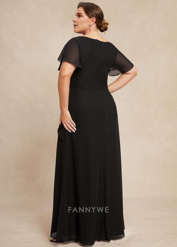 Vintage plus size Sheath Scoop Short Sleeve Back Zip Ankle-Length Mother of the Bride Dress