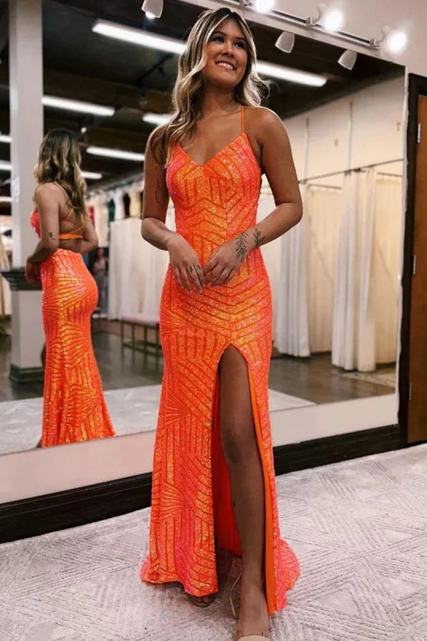 Sparkly Sequin Long Glitter Prom Dress With Split