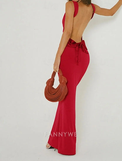 FannyWe Vestido largo sencillo para mujer Vestido maxi Vestido de fiesta Vestido casual Vestido de verano Elegante Moda Fiesta al aire libre Vacaciones Corte regular Liso Sin mangas Tirantes Negro Rosa Rojo Verano Primavera
