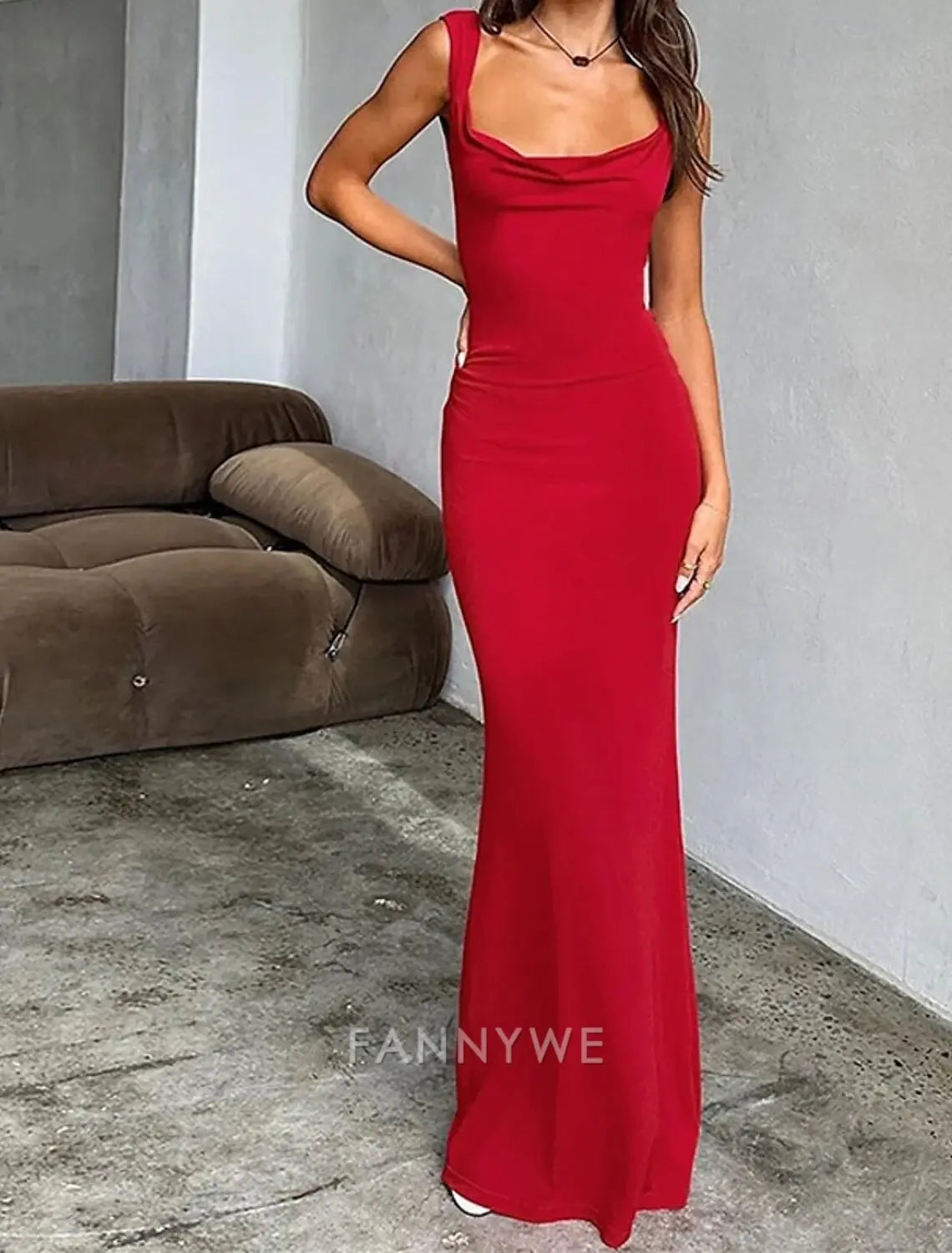 FannyWe Vestido largo sencillo para mujer Vestido maxi Vestido de fiesta Vestido casual Vestido de verano Elegante Moda Fiesta al aire libre Vacaciones Corte regular Liso Sin mangas Tirantes Negro Rosa Rojo Verano Primavera