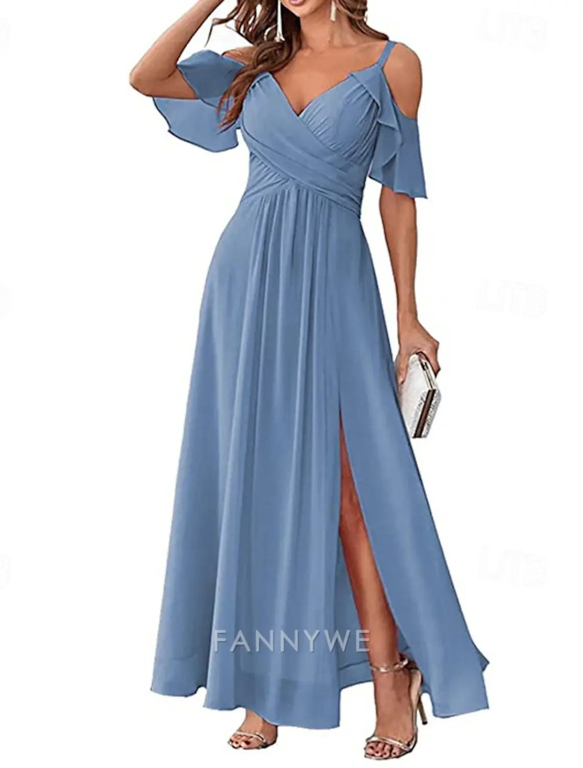 FannyWe Simple Women's Long Dress Maxi Dress Prom Dress Party Dress Cocktail Dress Fashion Party Special Occasion Date Regular Fit Plain Short Sleeve V Neck Yellow Light Green Blue Green Summer