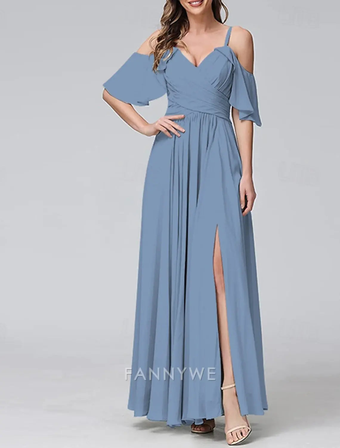 FannyWe Simple Women's Long Dress Maxi Dress Prom Dress Party Dress Cocktail Dress Fashion Party Special Occasion Date Regular Fit Plain Short Sleeve V Neck Yellow Light Green Blue Green Summer