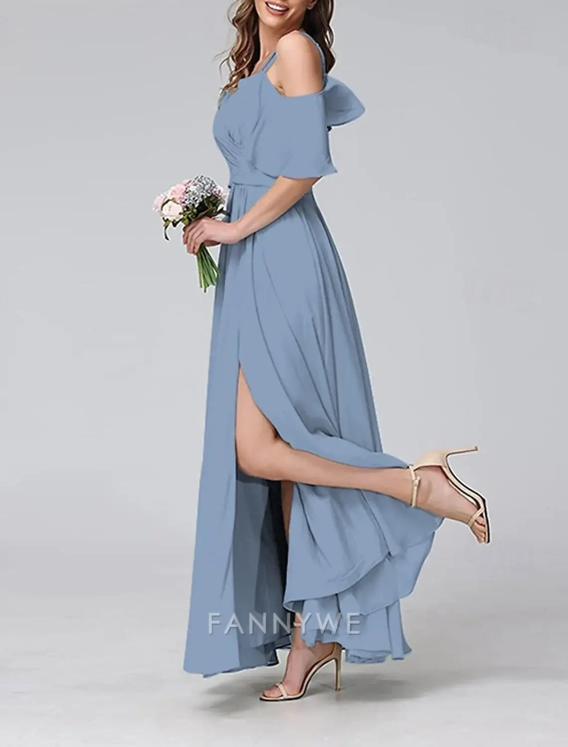 FannyWe Simple Women's Long Dress Maxi Dress Prom Dress Party Dress Cocktail Dress Fashion Party Special Occasion Date Regular Fit Plain Short Sleeve V Neck Yellow Light Green Blue Green Summer