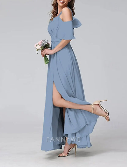 FannyWe Simple Women's Long Dress Maxi Dress Prom Dress Party Dress Cocktail Dress Fashion Party Special Occasion Date Regular Fit Plain Short Sleeve V Neck Yellow Light Green Blue Green Summer