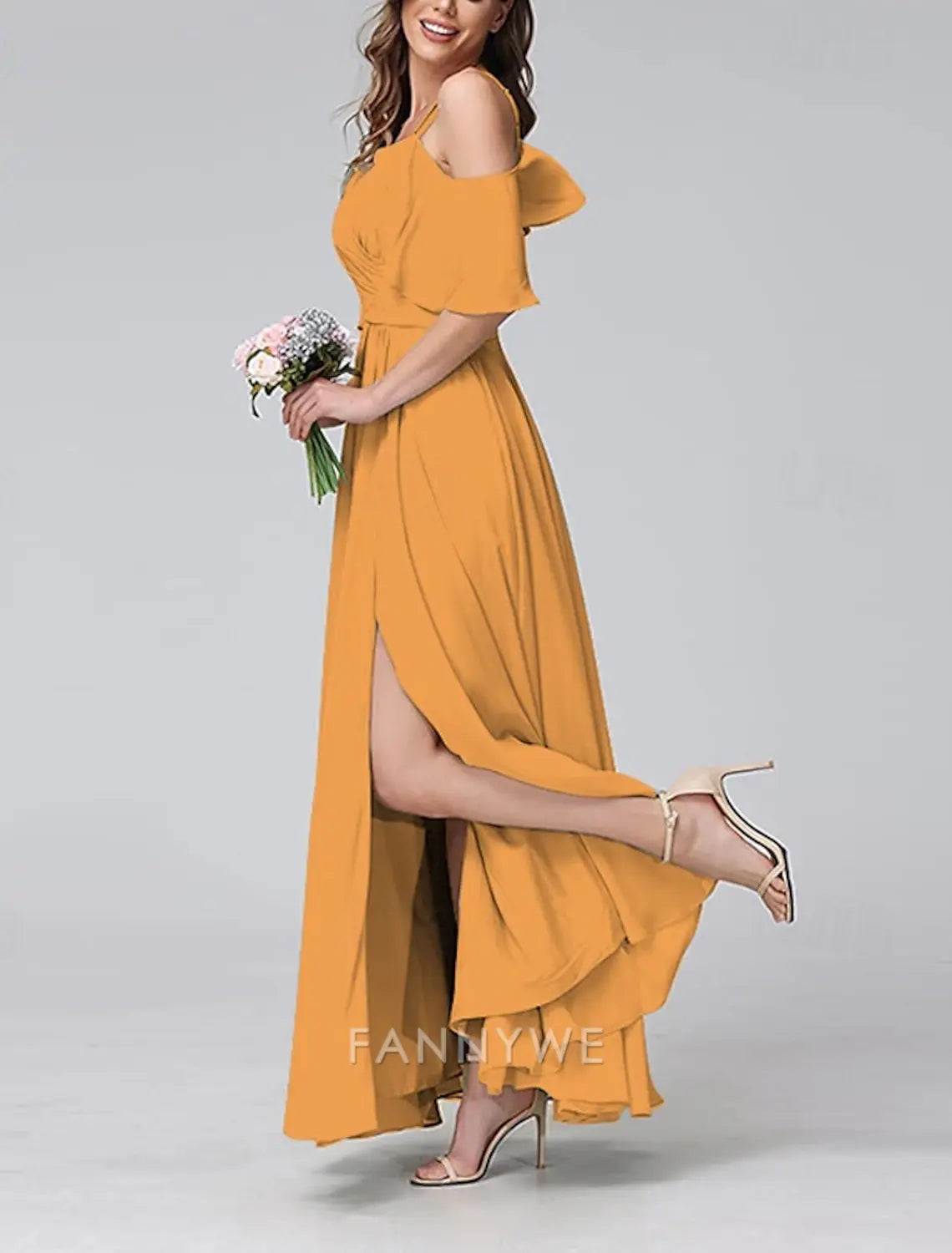 FannyWe Vestido largo sencillo para mujer Vestido maxi Vestido de fiesta Vestido de cóctel Moda Fiesta Ocasión especial Cita Corte regular Liso Manga corta Cuello en V Amarillo Verde claro Azul Verde Verano 