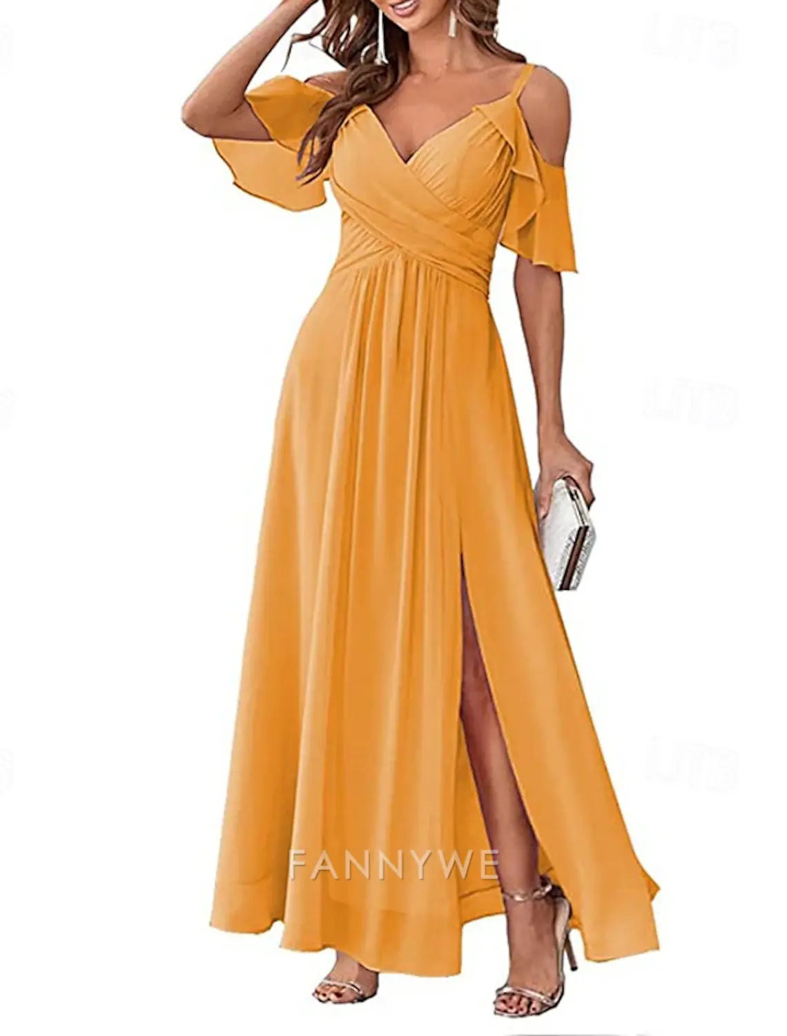 FannyWe Simple Women's Long Dress Maxi Dress Prom Dress Party Dress Cocktail Dress Fashion Party Special Occasion Date Regular Fit Plain Short Sleeve V Neck Yellow Light Green Blue Green Summer