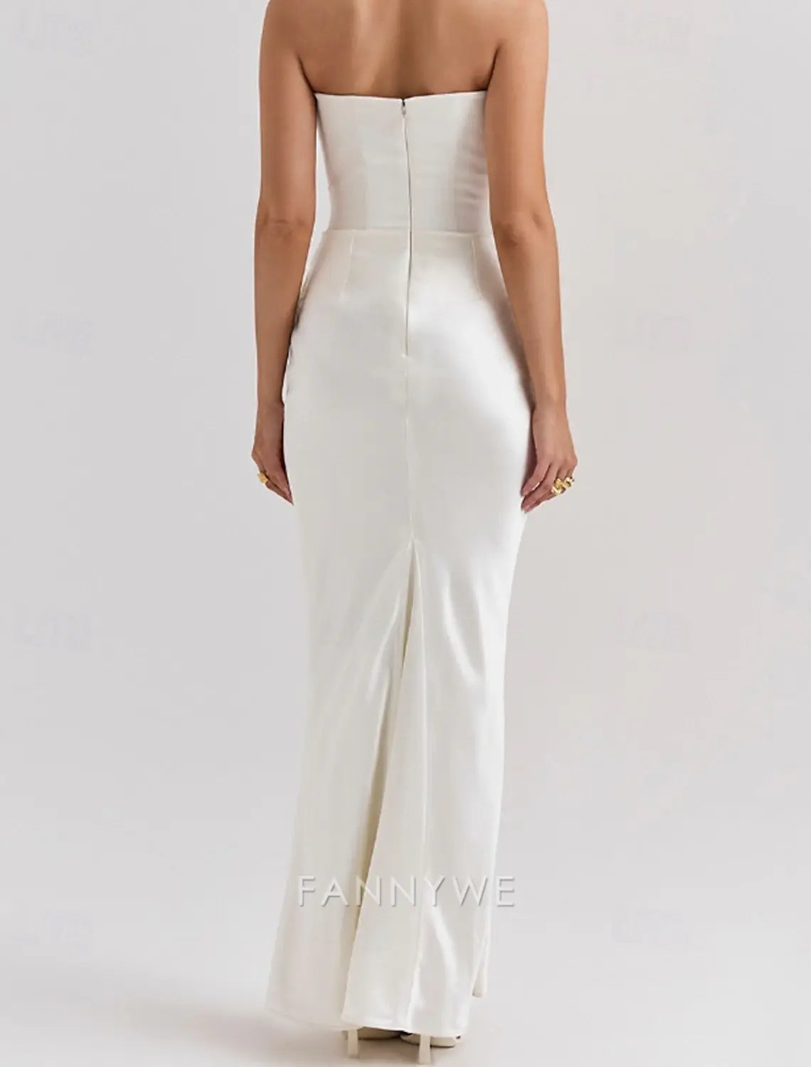 FannyWe Simple Women's Long Dress Maxi Dress White Dress Graduation Dress Prom Dress Party Dress Elegant Fashion Party Special Occasion Evening Party Regular Fit Plain Sleeveless Strapless Black White Pink Red