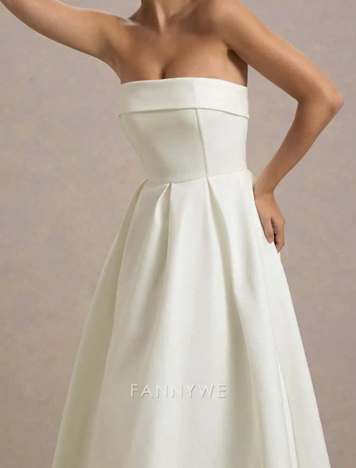FannyWe Simple Women's Midi Dress White Dress Graduation Dress Prom Dress Party Dress Fashion Wedding Party Evening Party Regular Fit Plain Sleeveless Strapless Black White Yellow Pink Summer