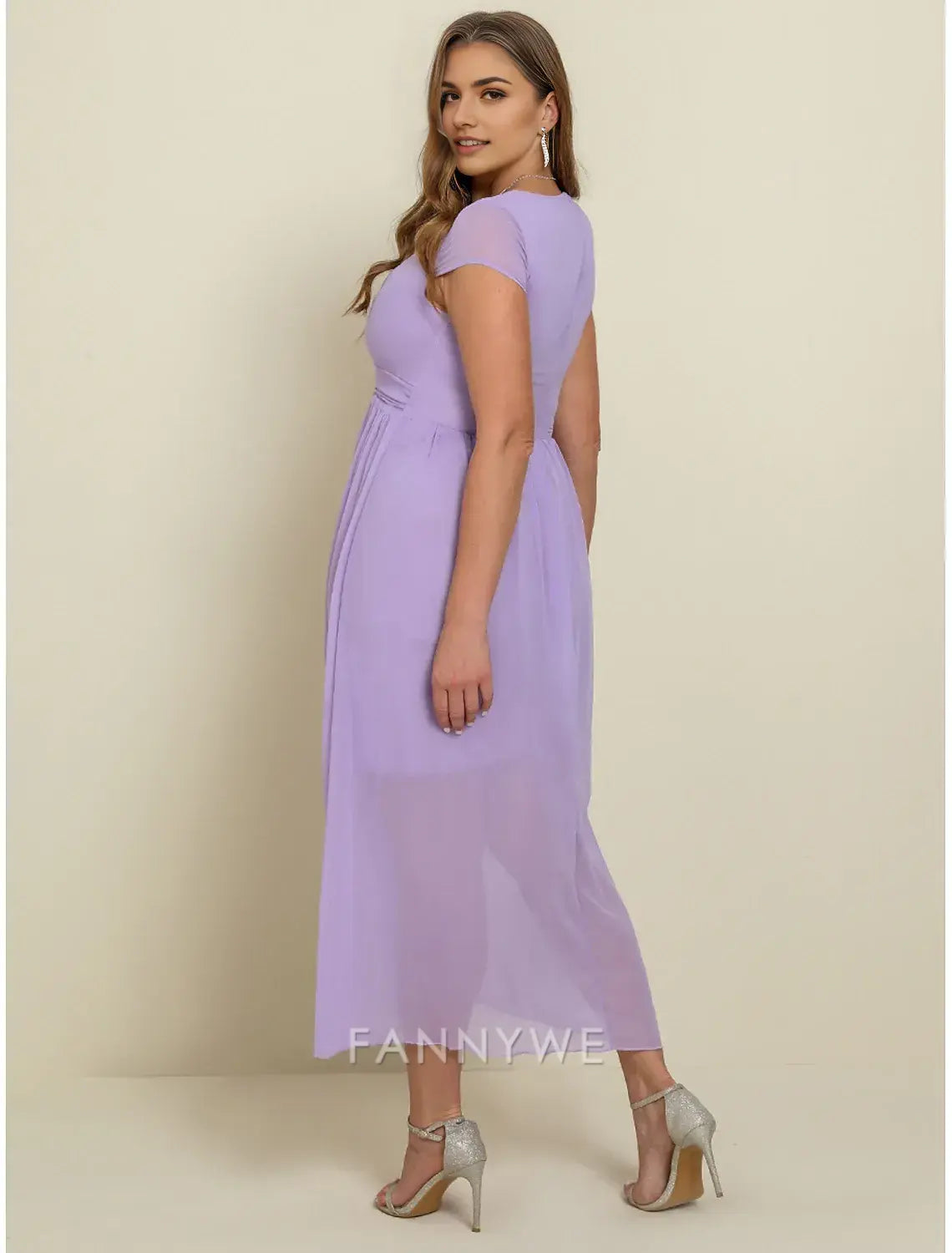 FannyWe Simple Women's Plus Size Prom Dress Party Dress Ruched V Neck Short Sleeve Vacation Black White Summer Spring