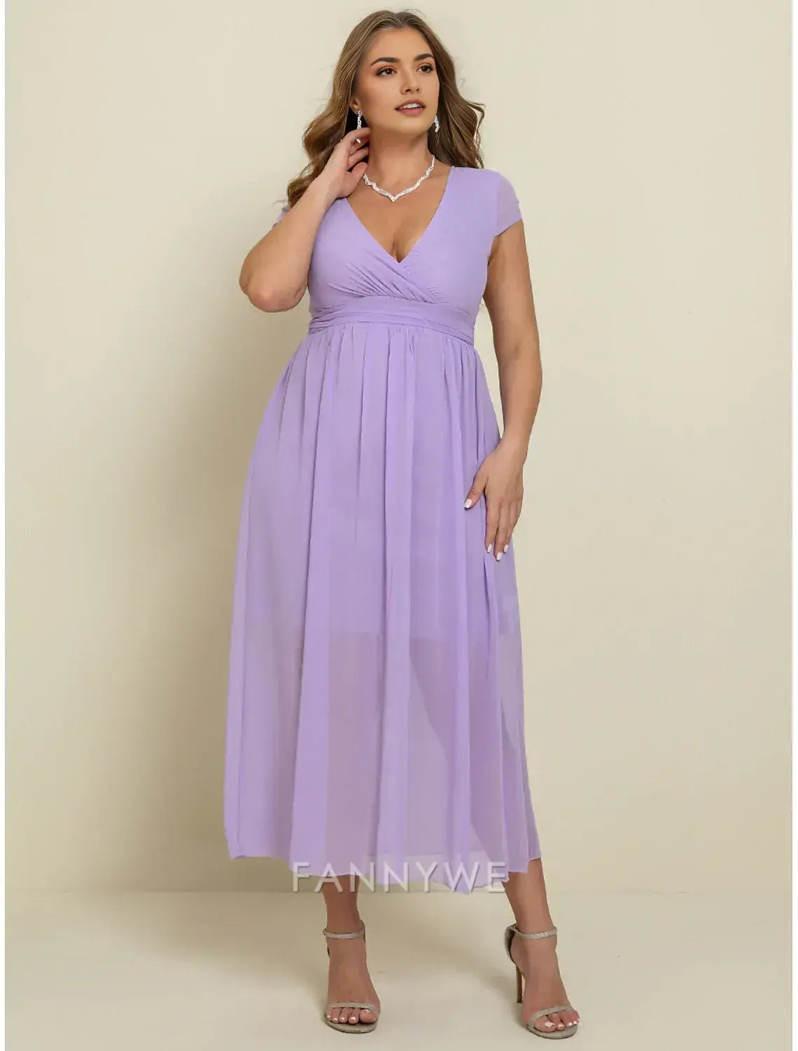 FannyWe Simple Women's Plus Size Prom Dress Party Dress Ruched V Neck Short Sleeve Vacation Black White Summer Spring