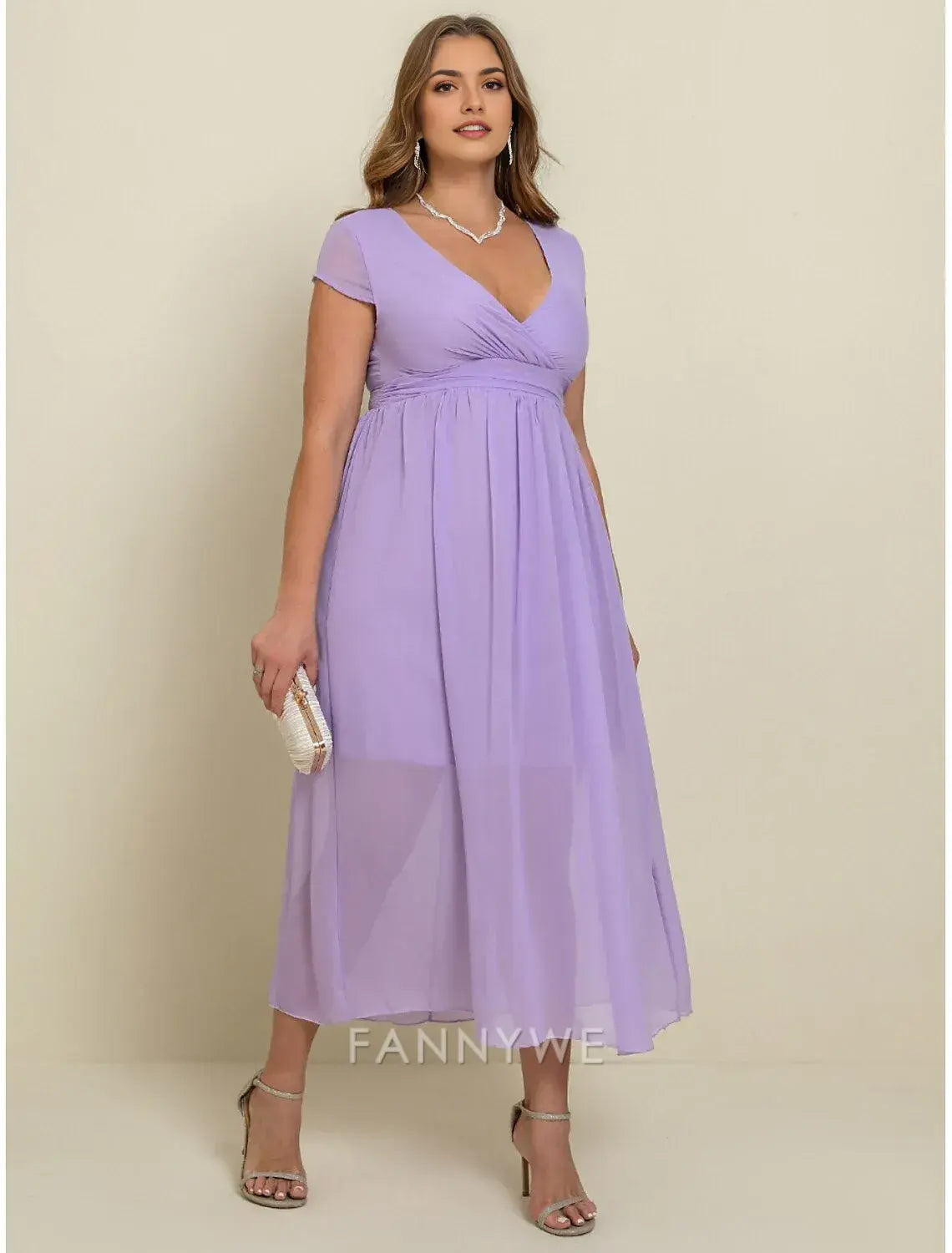 FannyWe Simple Women's Plus Size Prom Dress Party Dress Ruched V Neck Short Sleeve Vacation Black White Summer Spring