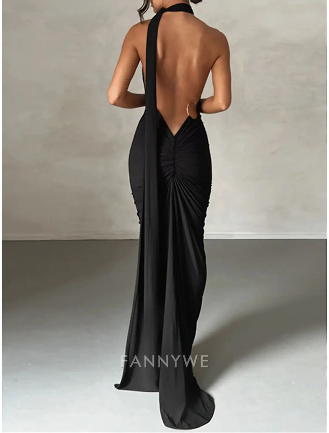 FannyWe Simple Women's White Dress Black Dress Prom Dress Ruched Backless One Shoulder Sleeveless Wedding Guest Special Occasion Black White Spring Fall