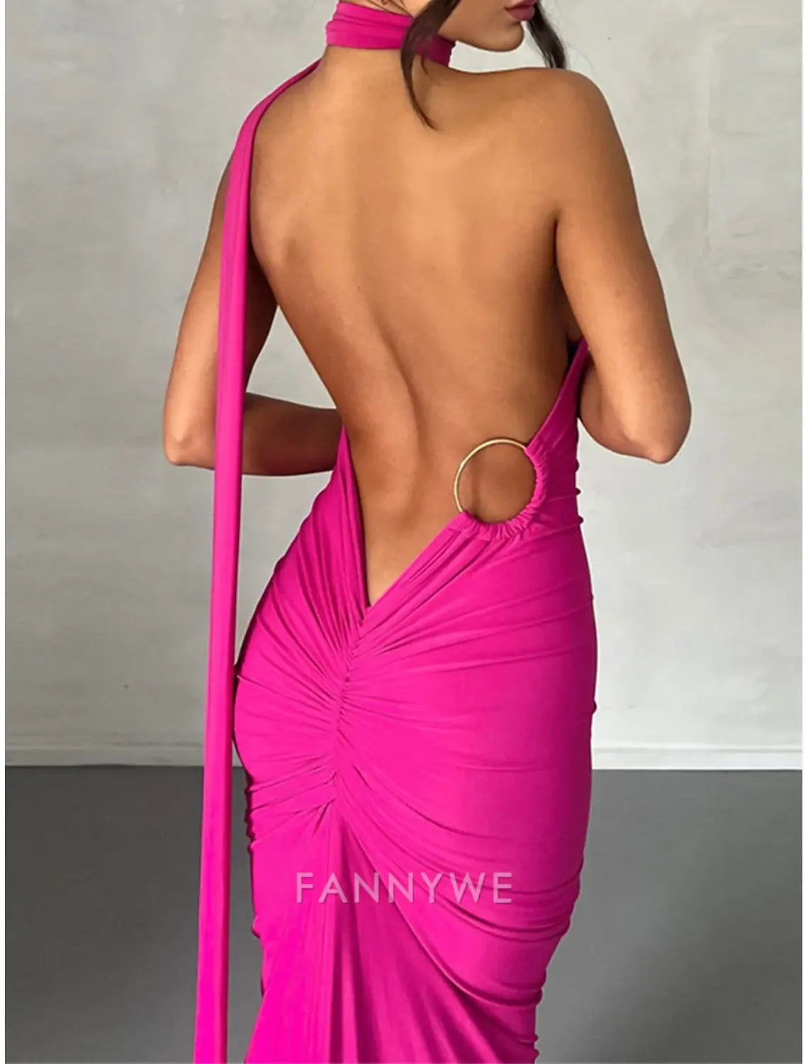 FannyWe Simple Women's White Dress Black Dress Prom Dress Ruched Backless One Shoulder Sleeveless Wedding Guest Special Occasion Black White Spring Fall