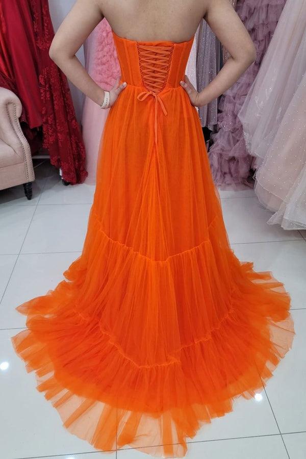 Sweetheart Strapless Tulle Corset Bodice Prom Dress