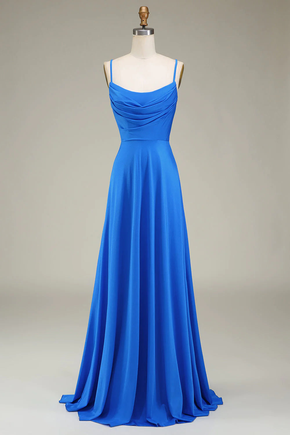 Vestido de fiesta de corte A con tirantes finos en color rosa intenso y plisado