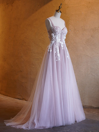 A-Linien-Ballkleid aus Tüll mit herzförmigem Ausschnitt und Schleppe