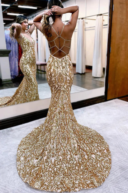 Mermaid Sequin Sparkly Prom Dress