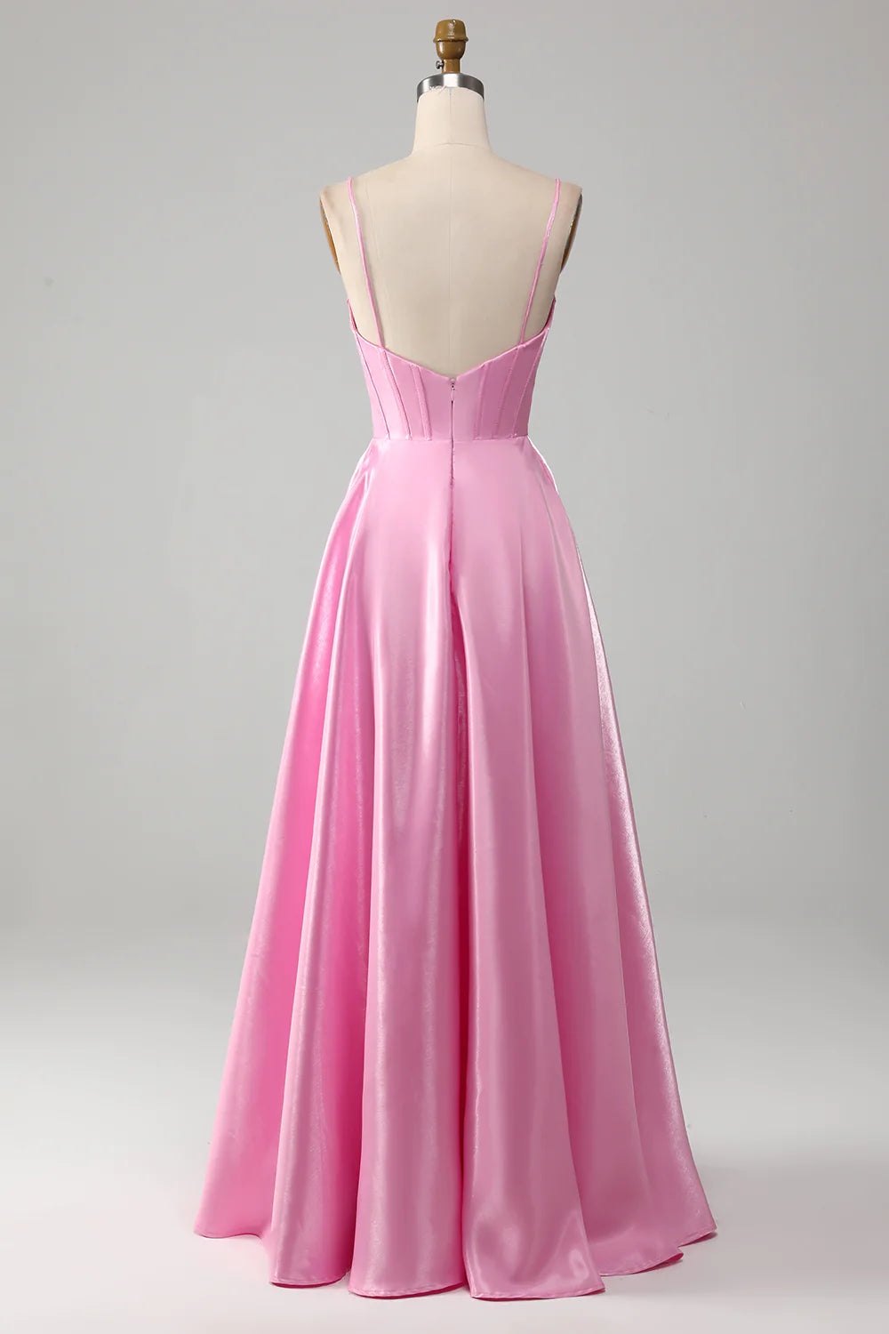 A-Linie Spaghettiträger Rosa Korsett Ballkleid