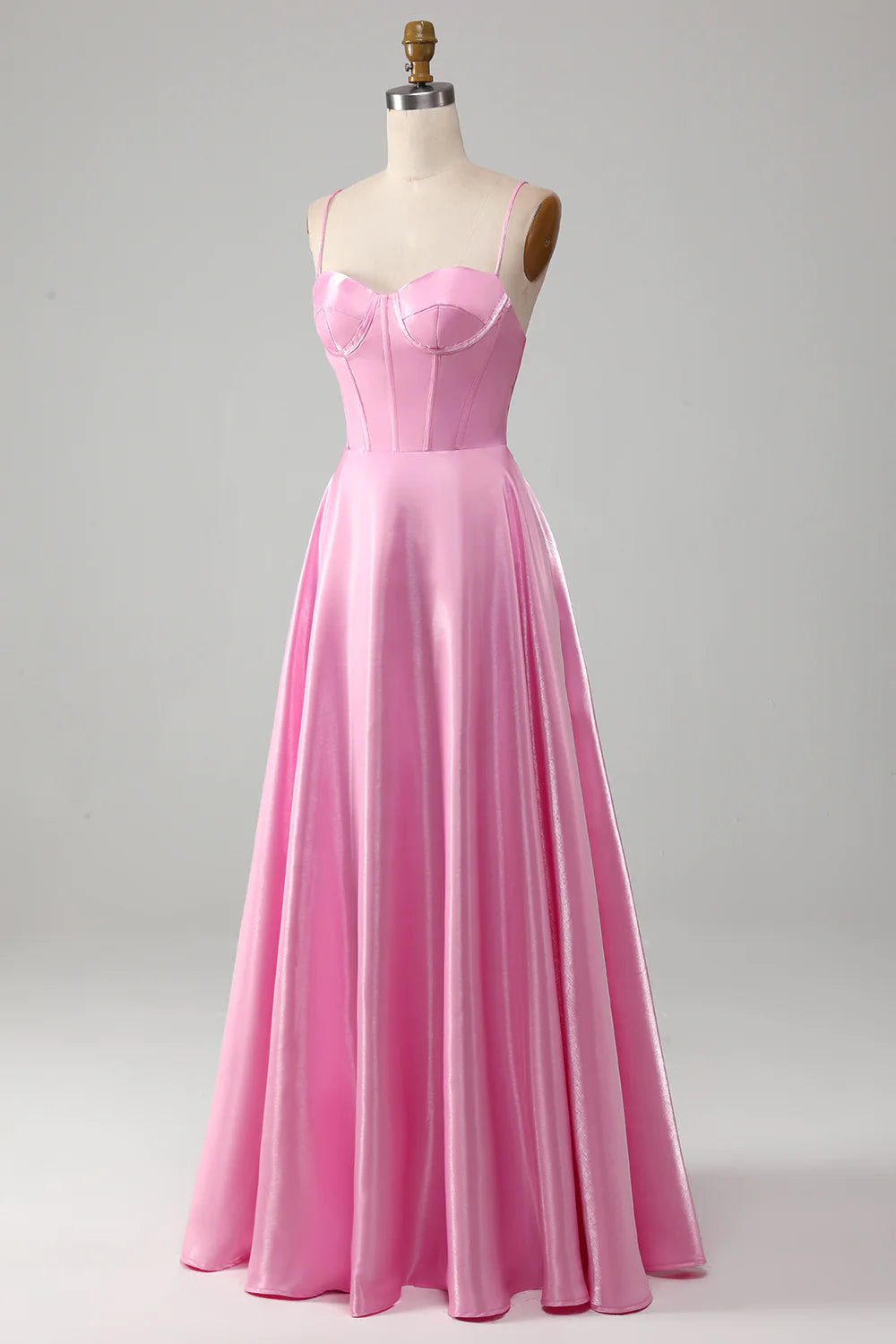 A-Linie Spaghettiträger Rosa Korsett Ballkleid