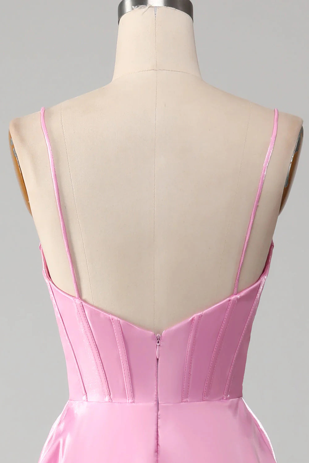 A-Linie Spaghettiträger Rosa Korsett Ballkleid