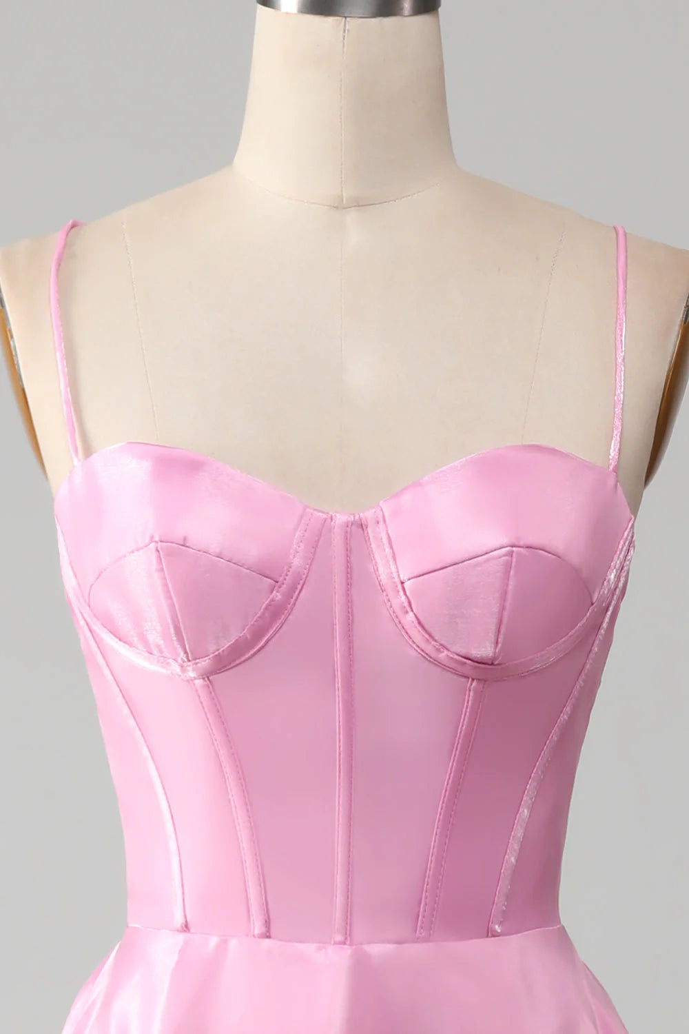A-Linie Spaghettiträger Rosa Korsett Ballkleid
