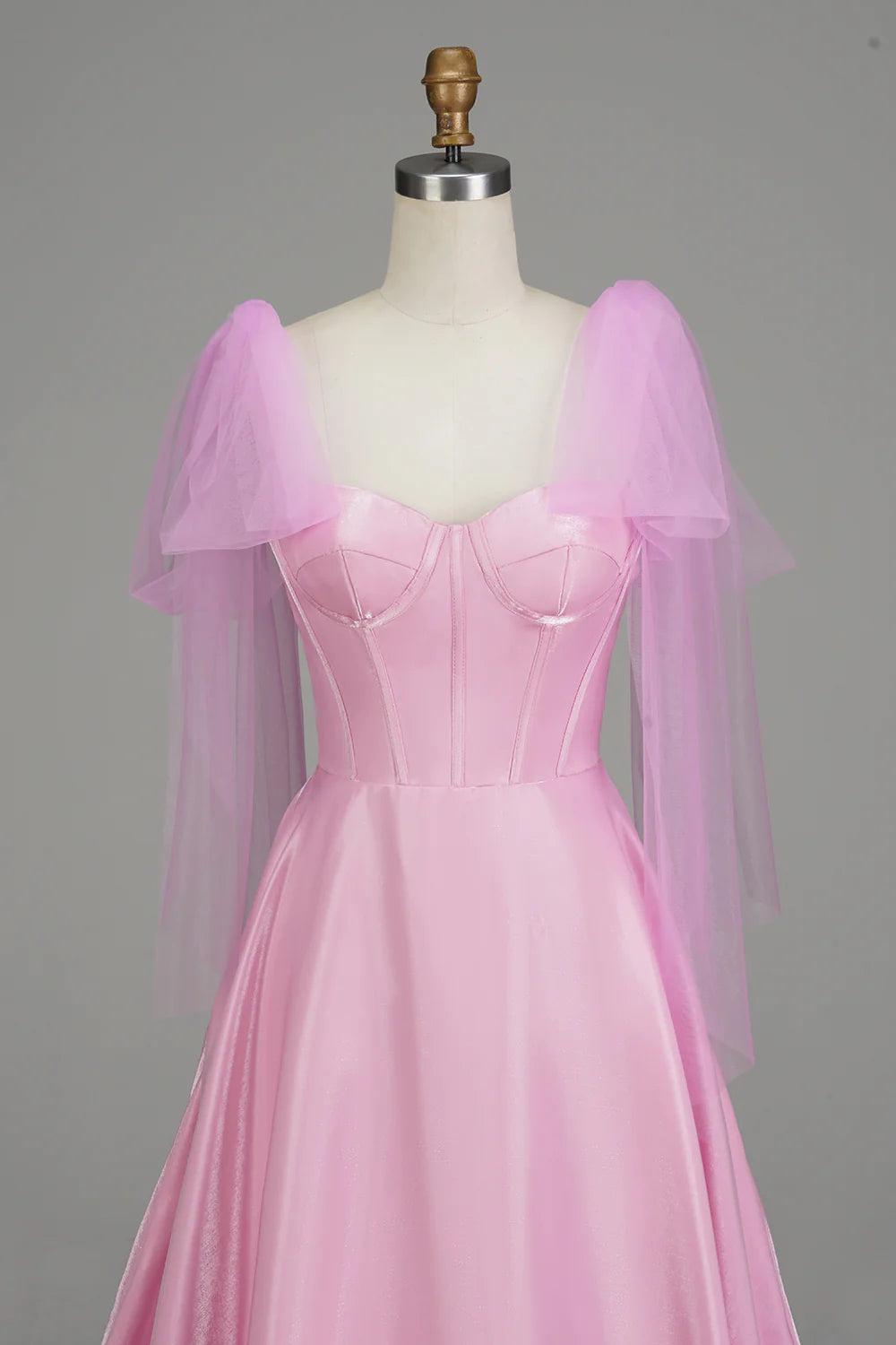 A-Linie Spaghettiträger Rosa Korsett Ballkleid