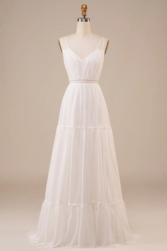 Vestido de novia largo sencillo de corte A