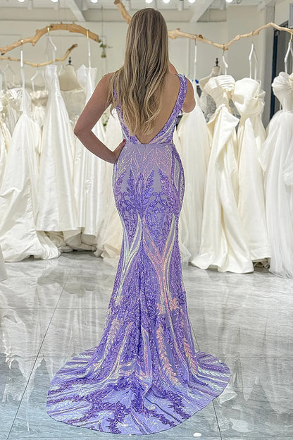 Mermaid V-Neck Sequins Long Prom Dress