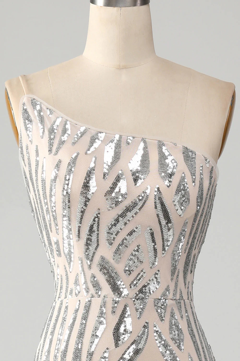 Vestido de fiesta largo de sirena brillante con un solo hombro y lentejuelas verde oscuro