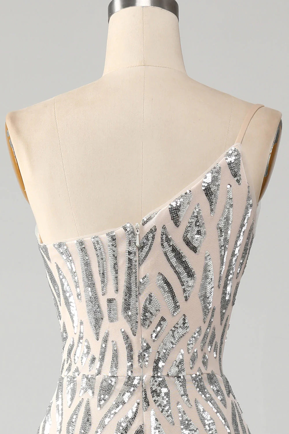 Vestido de fiesta largo de sirena brillante con un solo hombro y lentejuelas verde oscuro