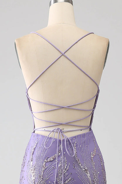 Sparkly Mermaid Lilac Long Prom Dress