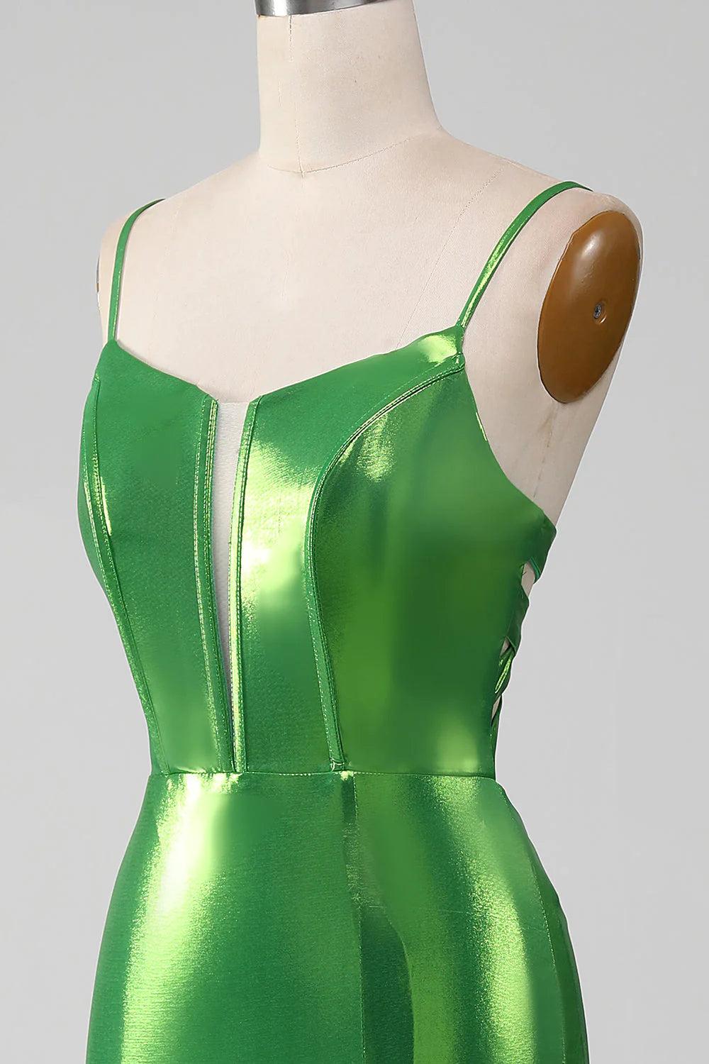 Vestido de fiesta sencillo de sirena rosa intenso brillante con abertura