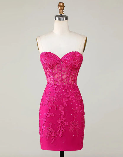 Strapless Corset Back Homecoming Dress