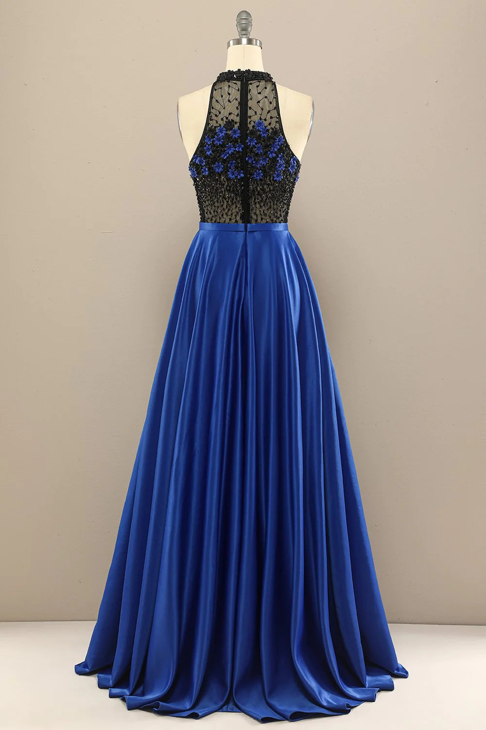 Dark Green Long Beaded Prom Dress With Flowers