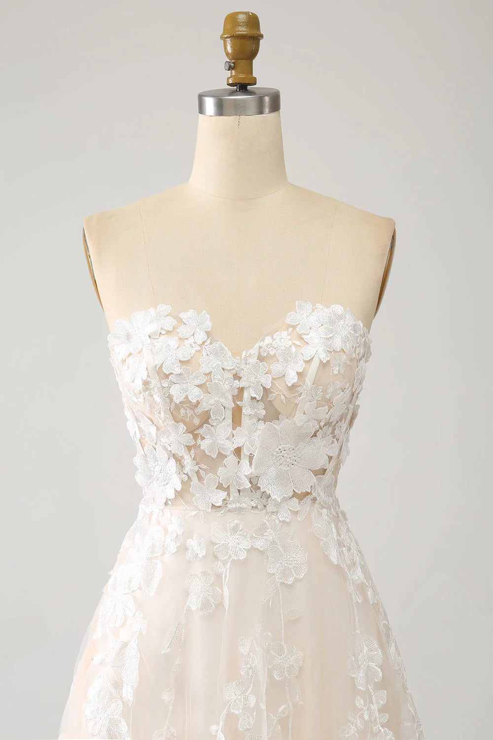 A-Linie Herzausschnitt Langes Korsett Brautkleid mit Applikationen