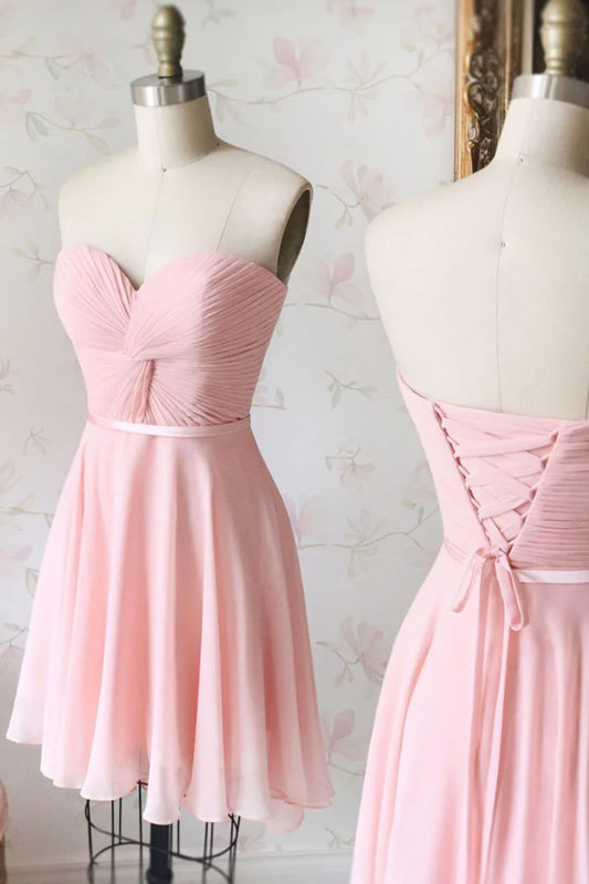 Simple Neck chiffon short prom dress